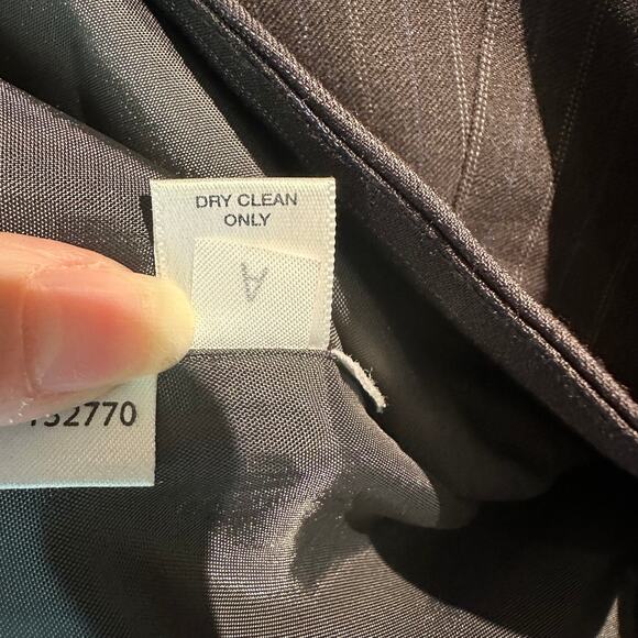 Ann Taylor Factory Store Size 2 Pinstriped Blazer Chocolaty Gray Tan Wool Blend - Picture 6 of 8